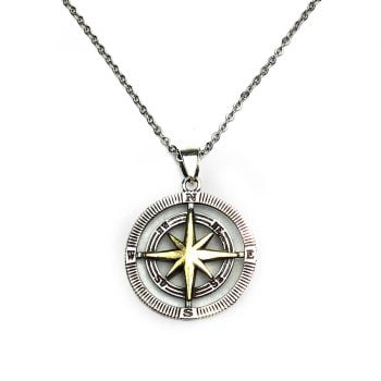 Sparkatolye Compass Silver Necklace