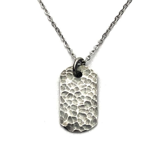 Sparkatolye Forged Oxide Plate Silver Necklace