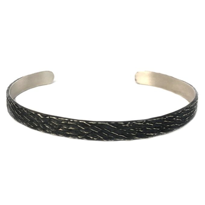 Tree Bark Oxide Silver Bracelet