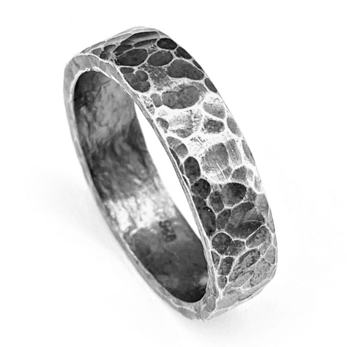 Hammered Oxide Silver Ring