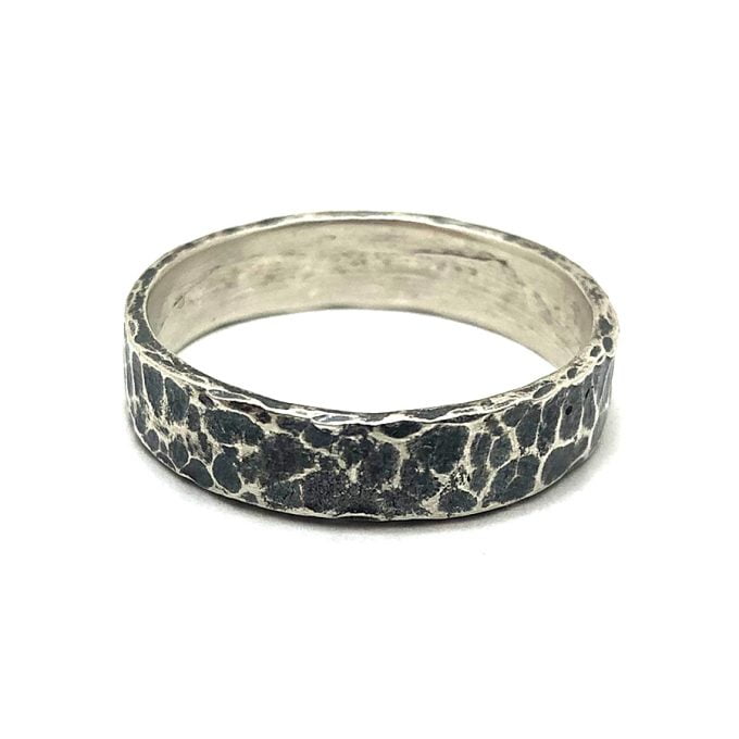 Hammered Oxide Silver Ring