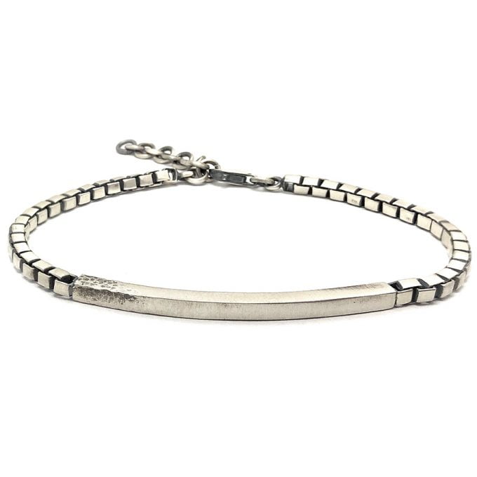 Sparkatolye Cubic Tag Chain Silver Bracelet